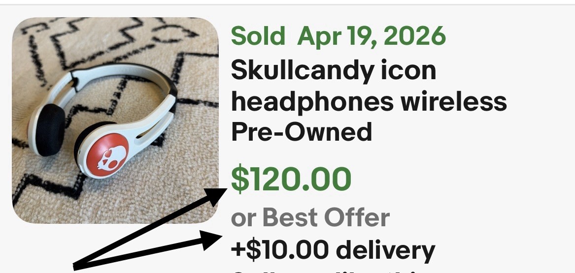 Skullcandy icon Wireless Headphones, Model: S51BW, W/ Charger Cable ( Tested )