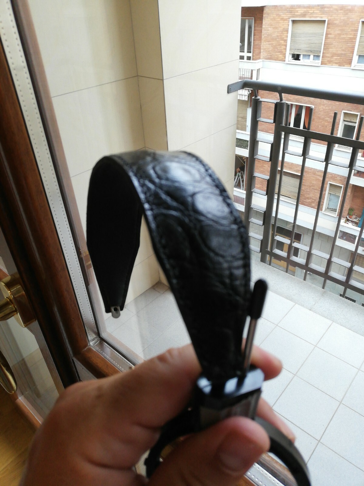 Handmade Black Croco Embossed Leather Headband Compatible GRADE Headphone