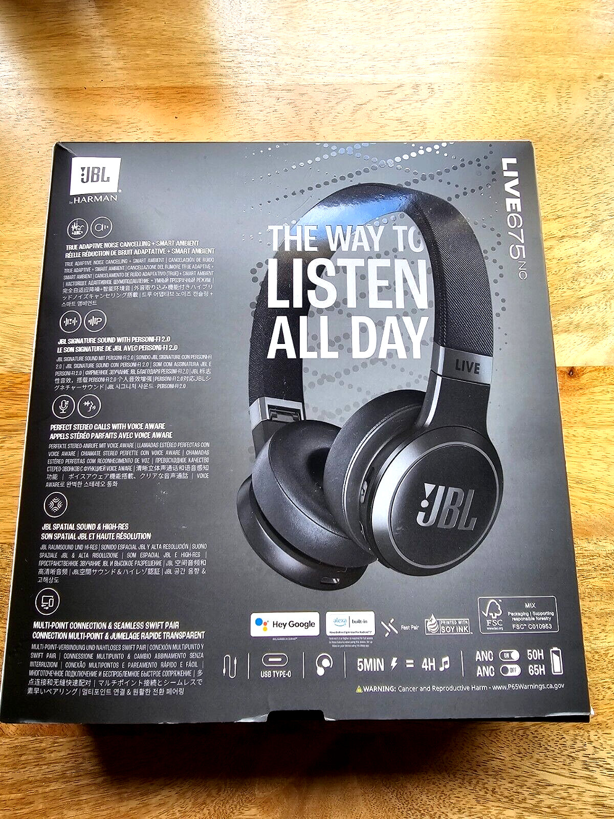 JBL Live675NC On-Ear Wireless Headphones Adaptive Noise Cancelling by HARMAN 65H