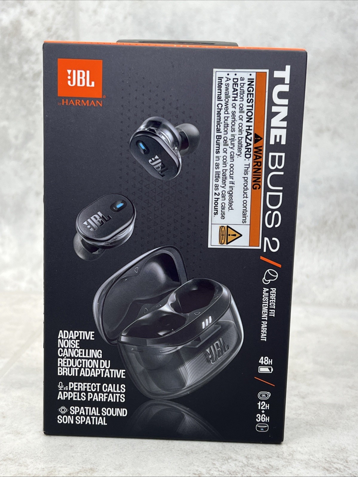 JBL Tune Buds 2 True Wireless Bluetooth Noise Cancelling Earbuds Ghost Black New