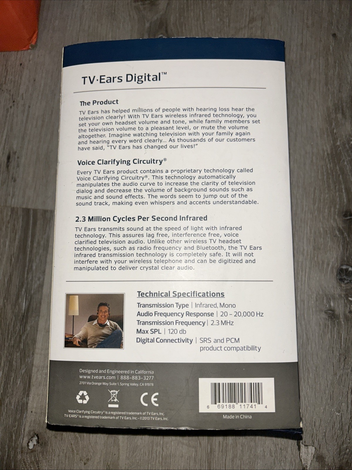 TV Ears Original System 11641 Wireless Voice Clarifying TV Headset – Version 5.0