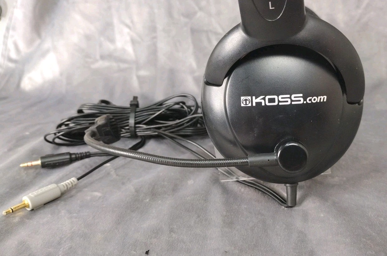 Koss SB40 ClearCom Headset – Black – with Dual 1/8″ 3.5mm Audio Jacks – Tested