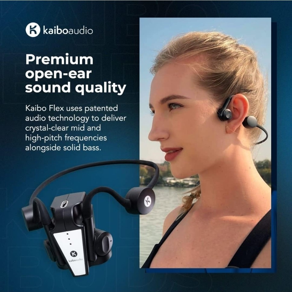 Bone Conduction Bluetooth Headphones Kaibo Flex Kaiboaudio Open Ear Black