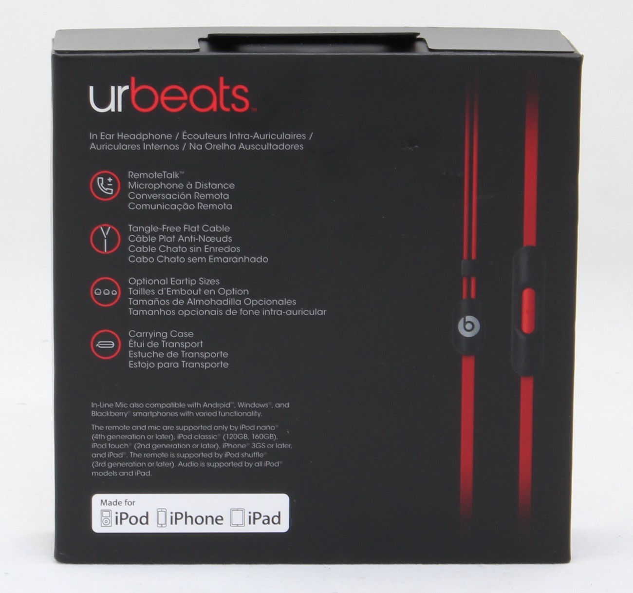 Authentic Beats by Dr. Dre UrBeats 2 In Ear Headphones iPhone Apple RED/BLK O