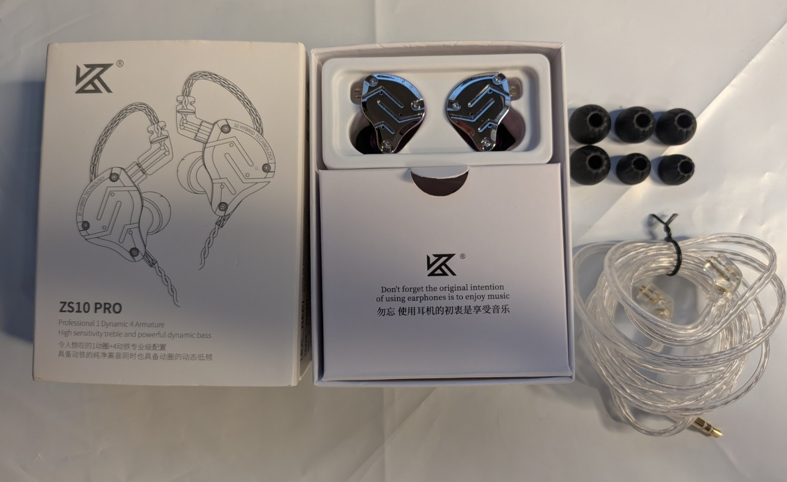 Linsoul KZ ZS10 Pro, 4BA+1DD 5 Driver in Ear Monitor Wired Earbuds No Mic Purple