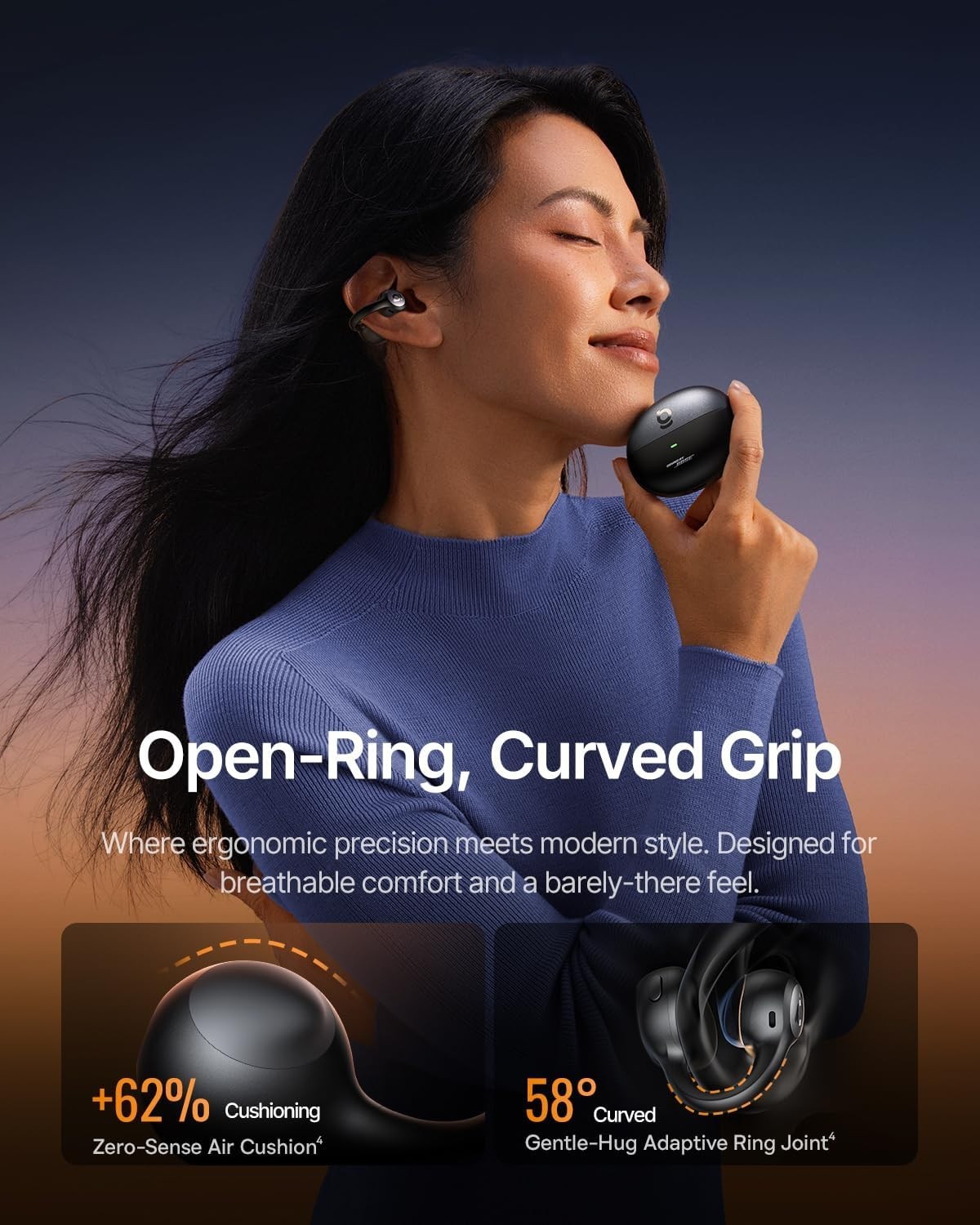 Baseus Inspire XC1 Open Ear Clip-On Earbuds, Sound by Bose, Dolby Audio