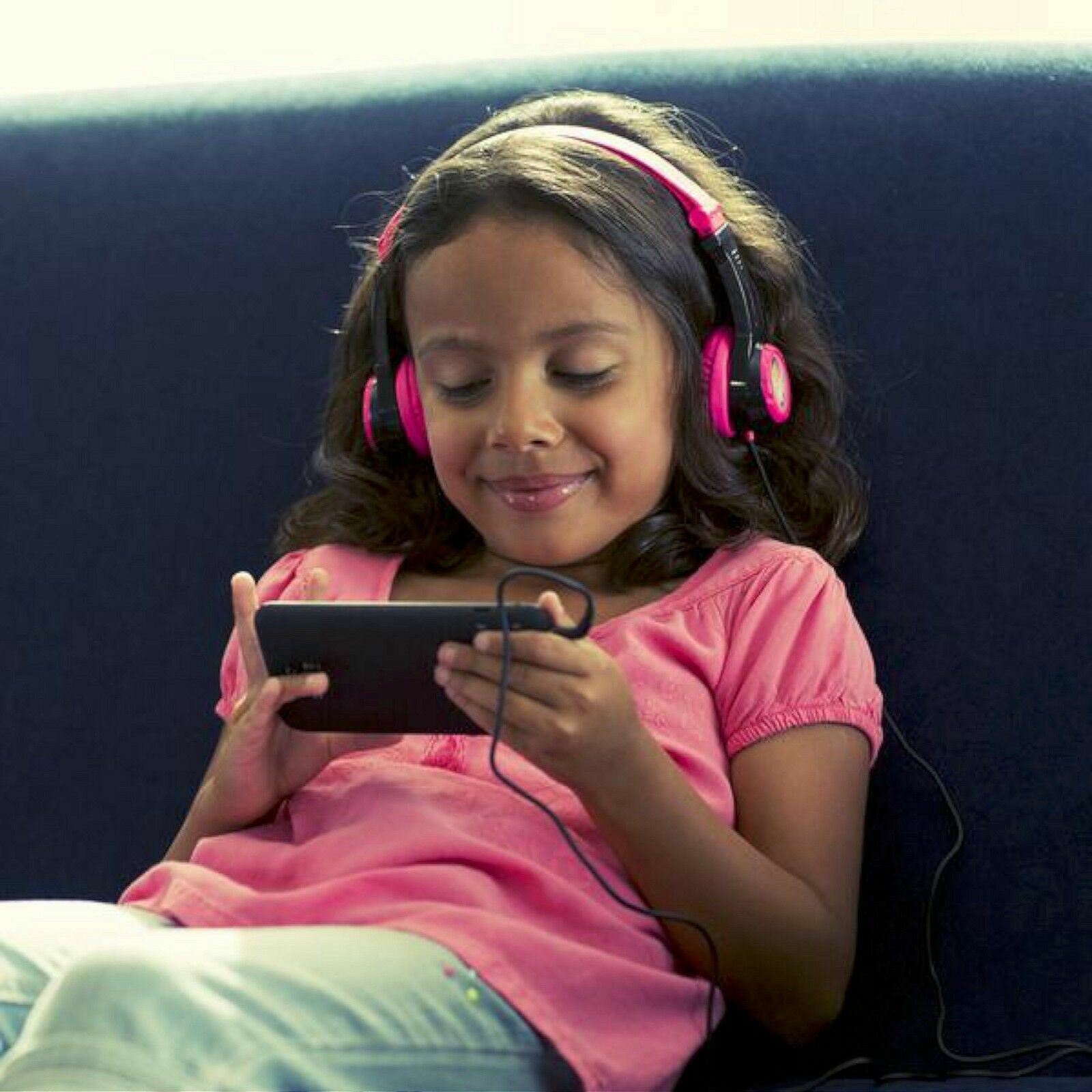 NEW JLab JBuddies PINK/BLACK Folding On Ear Wired KIDS Headphones portable safe