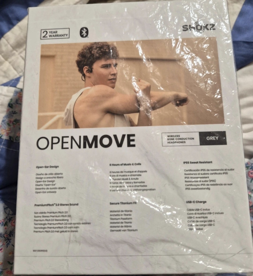 BNIB Shokz OpenMove Wireless Bone Conduction Bluetooth Open-Ear Neckband Gray
