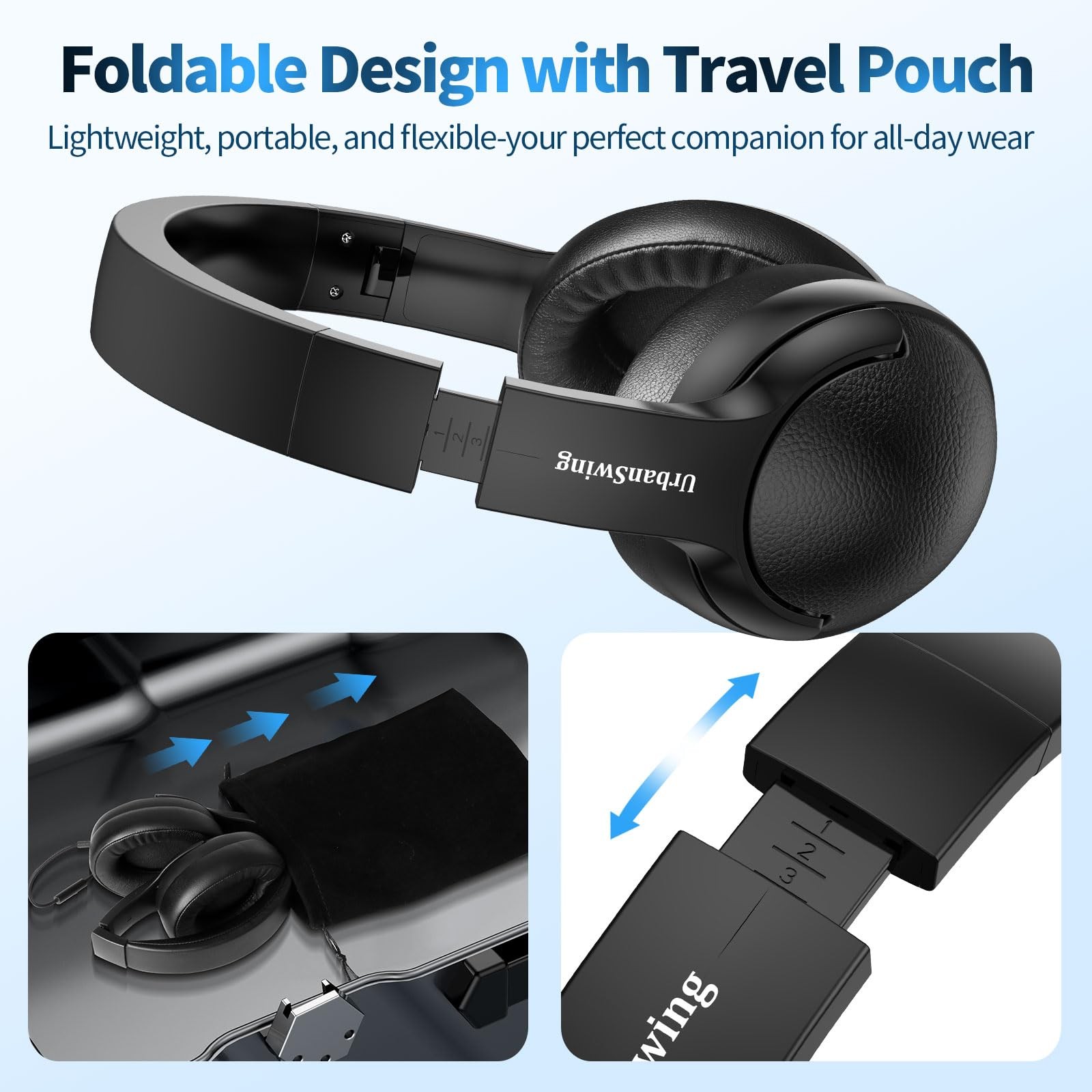 W4 Wired Headphones with USB Adapter, Over Ear Headset with Mic, 3.5mm AUX Pl…