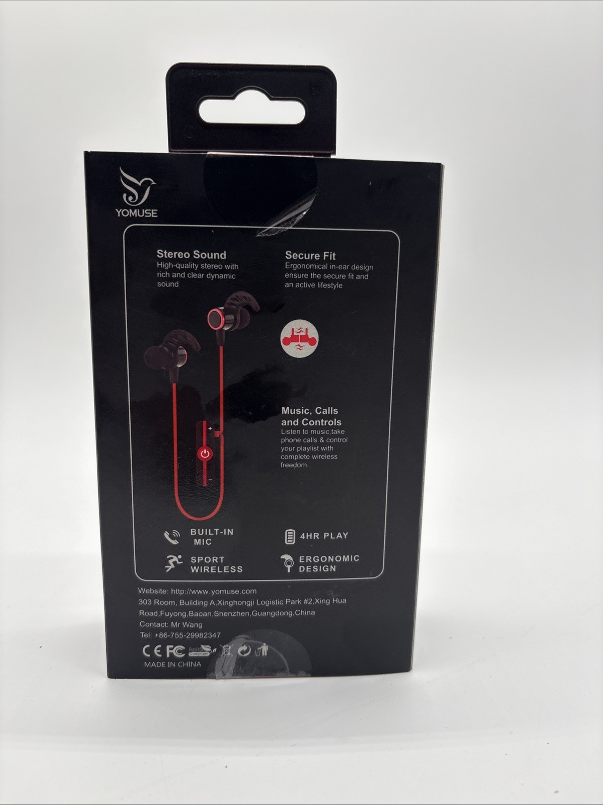 Yomuse R8 Magnetic Earphones Wireless Sport Grey/Black New In Box