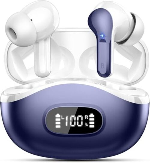 Wireless Earbudstooth Headphones 5.4 HiFi Stereo, Ear Buds with 4 ENC Blue