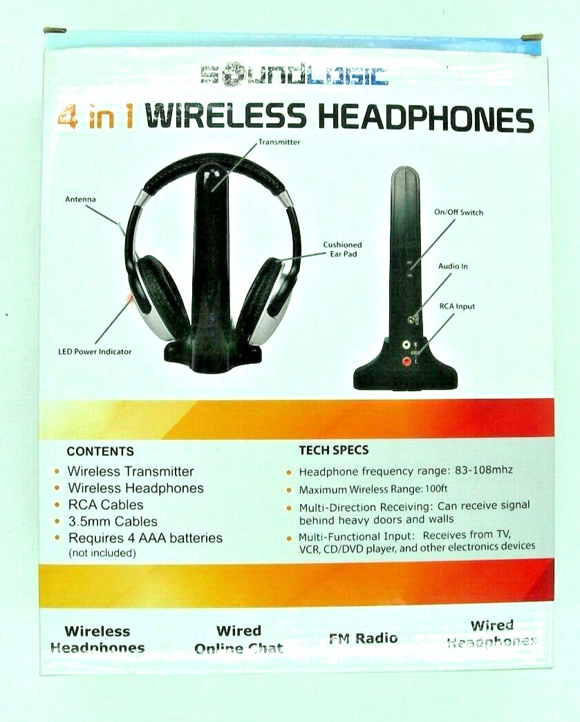SOUNDLOGIC 4 In 1 Wireless Headphones