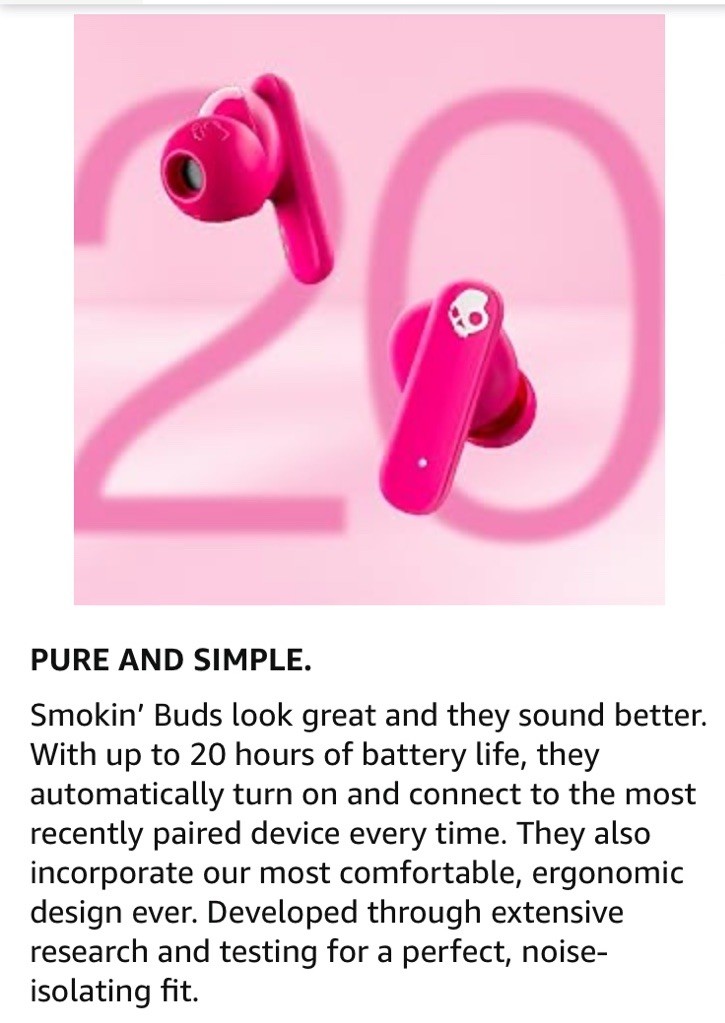 Skullcandy Smokin Buds Wireless Earbuds Bluetooth Headphones Preppy Sage A9