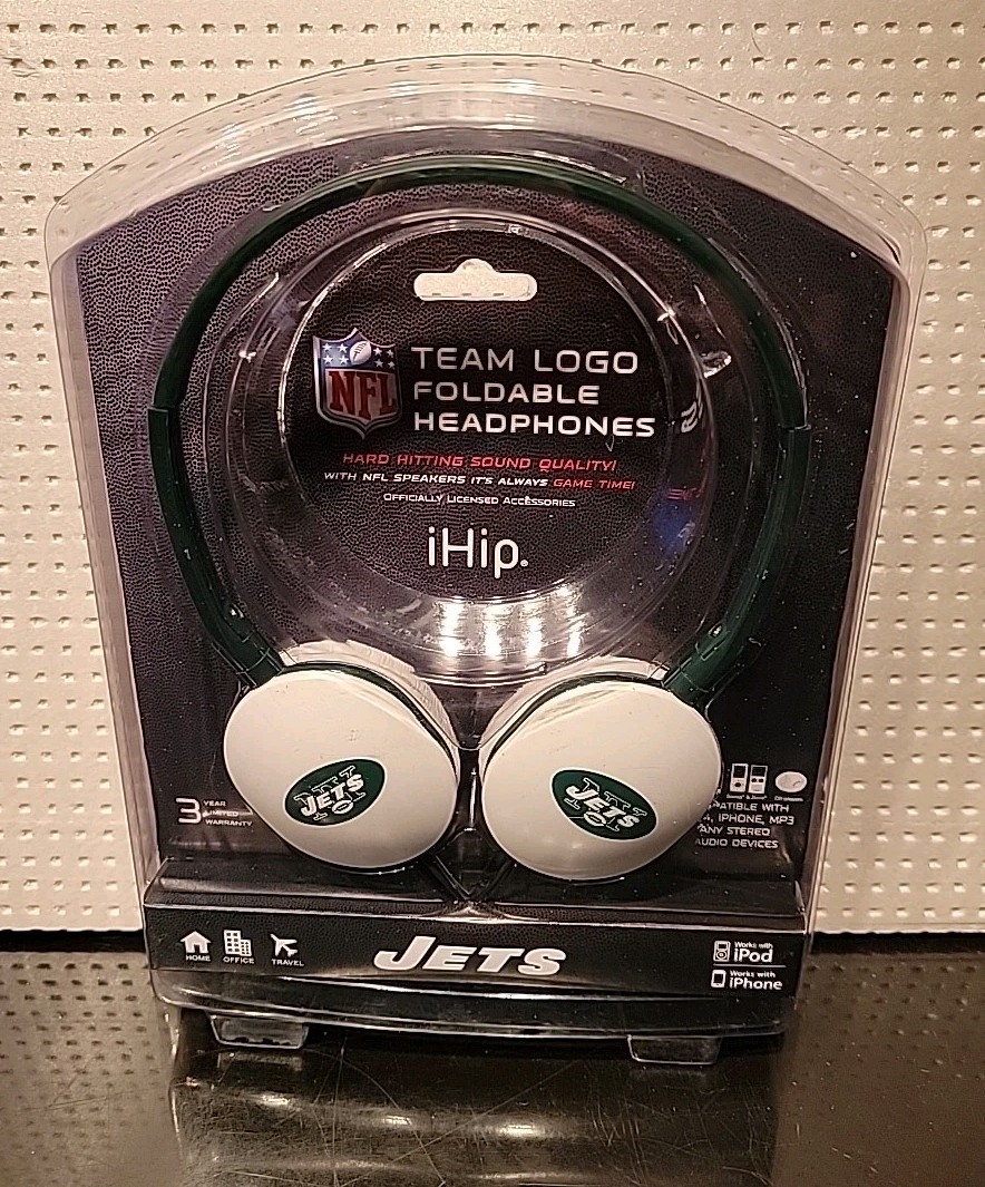 NFL Football NEW YORK JETS iHip Headphones New Old Stock Fast Shipping From 2010
