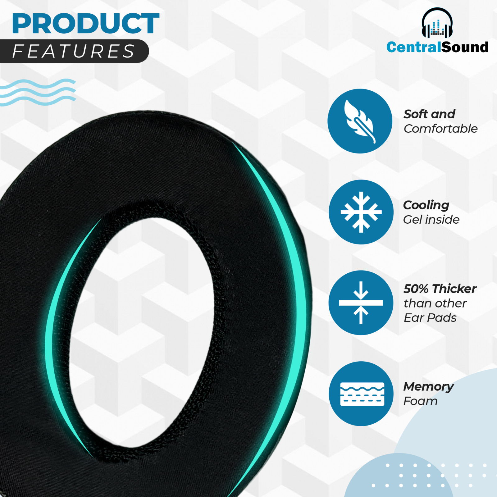 CentralSound Cooling Gel Replacement Ear Pad Cushion Bose QuietComfort QC35 QC45