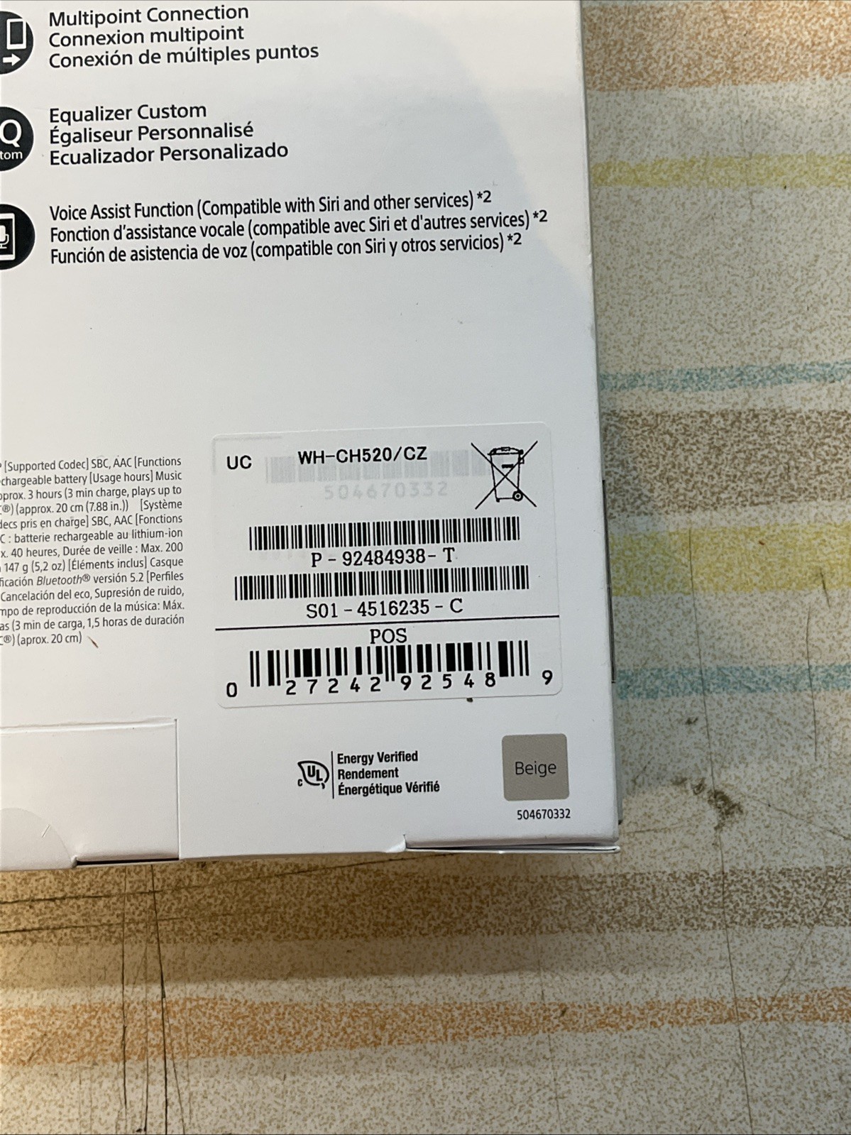 Sony WH-CH520 Over Ear Wireless Bluetooth Headphones WHCH520 – BEIGE NEW/SEALED