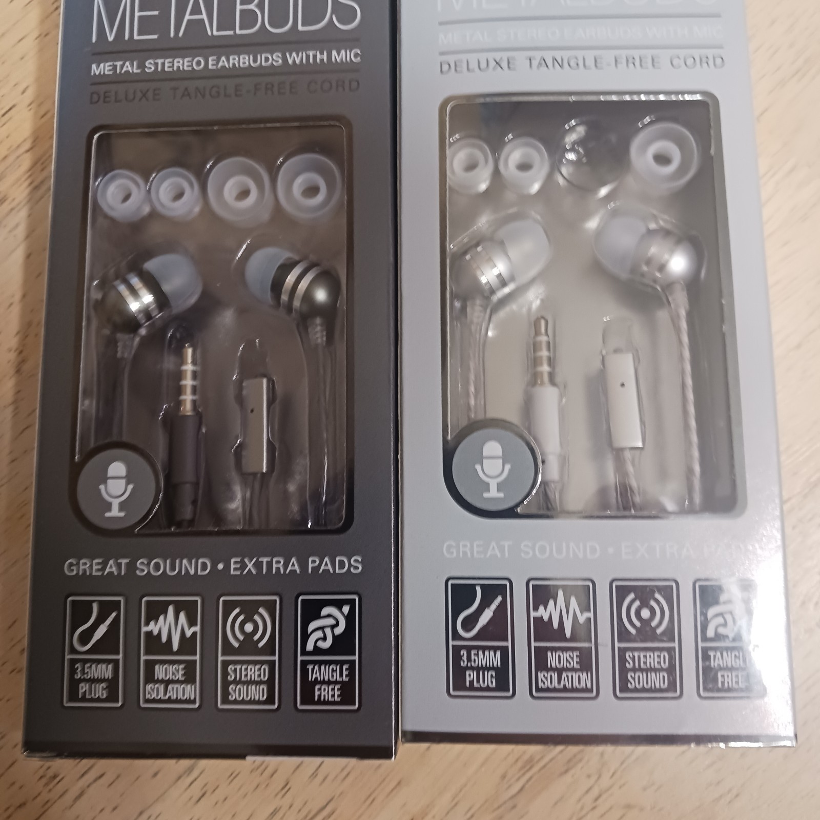 Sentry Metalbuds Ear Buds w/ Mic noise Isolation Tangle-Free Cord Lot Of 5