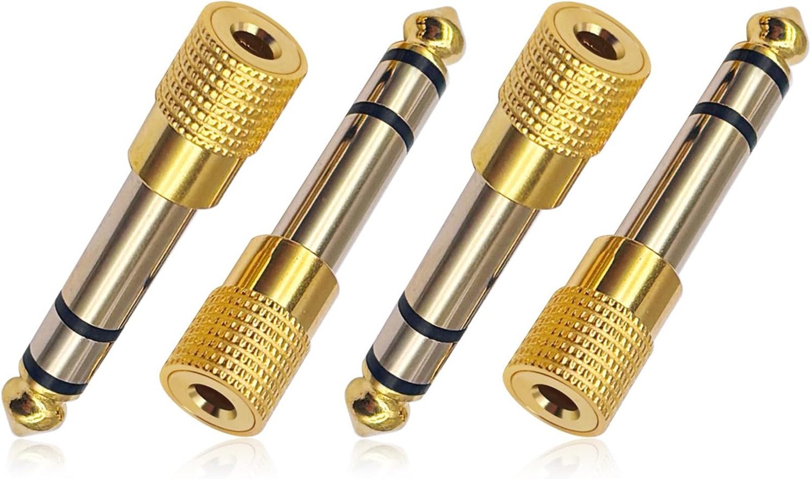6.35mm to 3.5mm Stereo Adapter, 1/4 to 1/8 Audio, 4 Pack | Bulk pack of 1/4 male