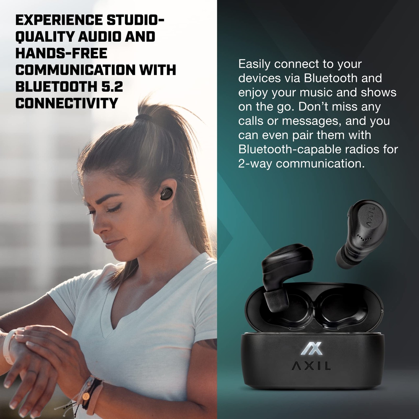 AXIL XCOR PRO Wireless Earbuds Bluetooth Hearing Protection Shooting Ear Buds