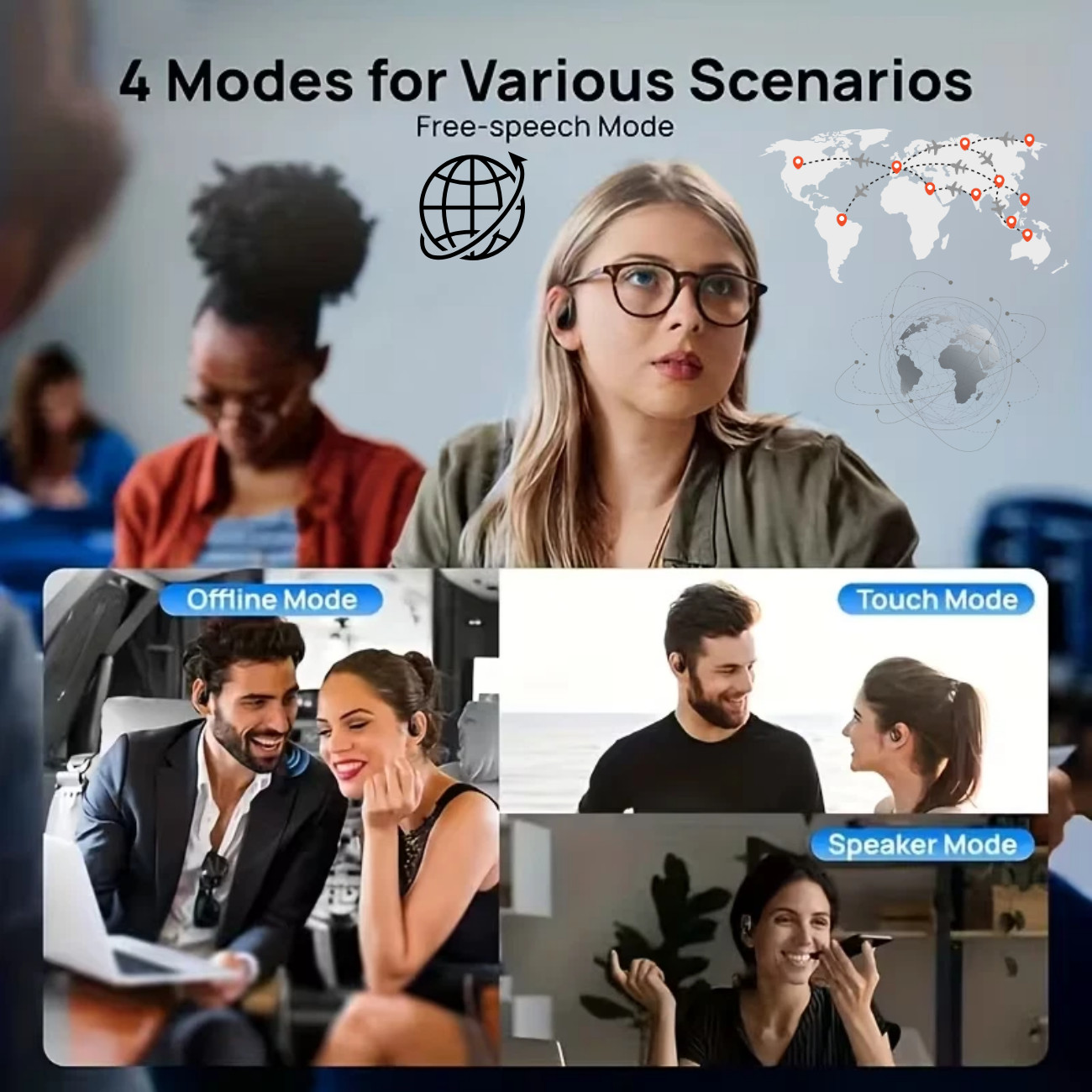 AI Language Translation Earbuds Real Time 3-in-1 Translator Earbuds