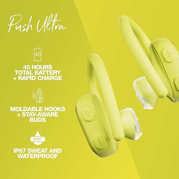 🔥🔥Skullcandy Push Ultra True Wireless Sport Earbuds w/ Bluetooth Yellow✳️✳️