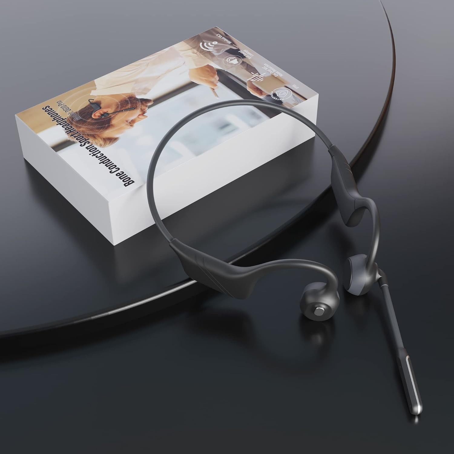 Bone Conduction Headphones with Mic, Bluetooth 5.3 Open Ear Headphones with N…