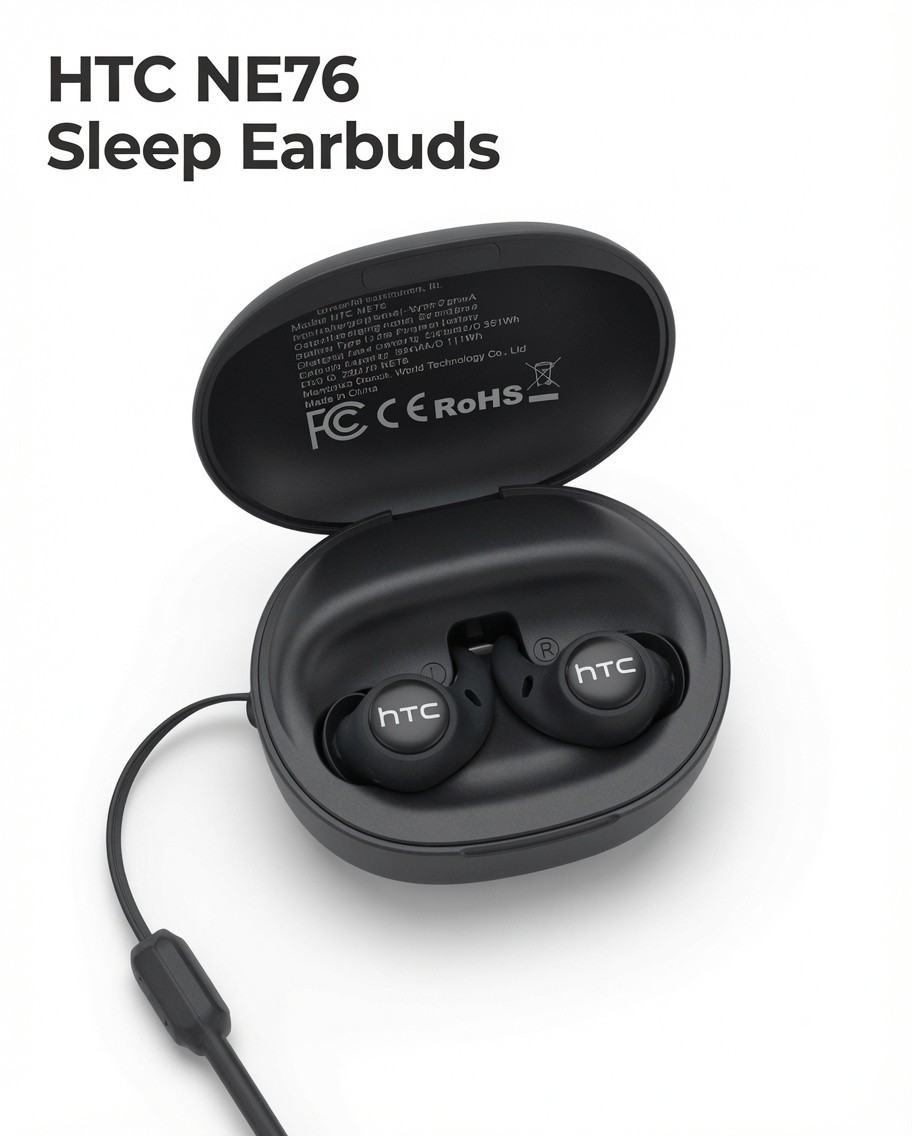 HTC NE76 Mini Invisible Sleep Earbuds for Side Sleepers Bluetooth Headphones AI