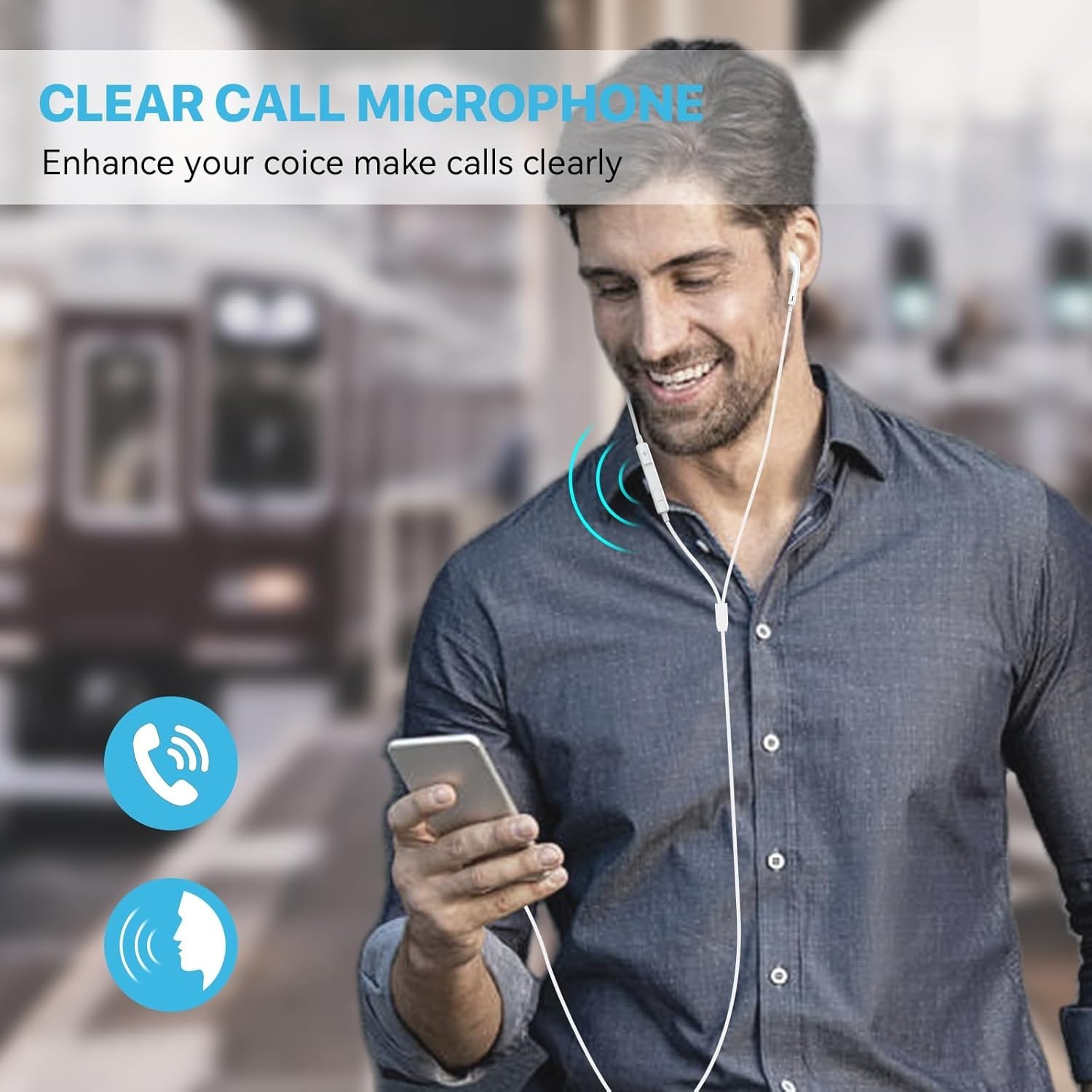 Wired Earbuds with Clear Microphone & HiFi Stereo Sound for All Devices (2 Pack)