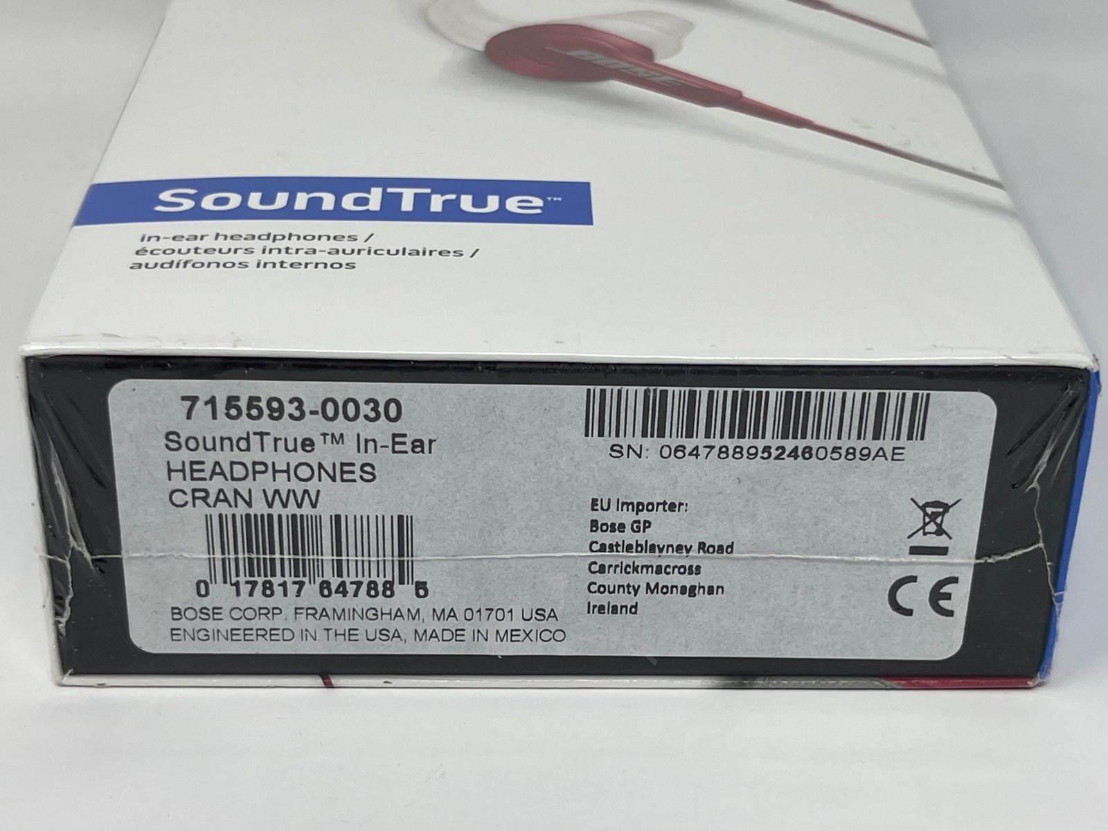 Bose SoundTrue in-Ear Wired Headphones Sport Gym Walkout – Cranberry 715593-0030