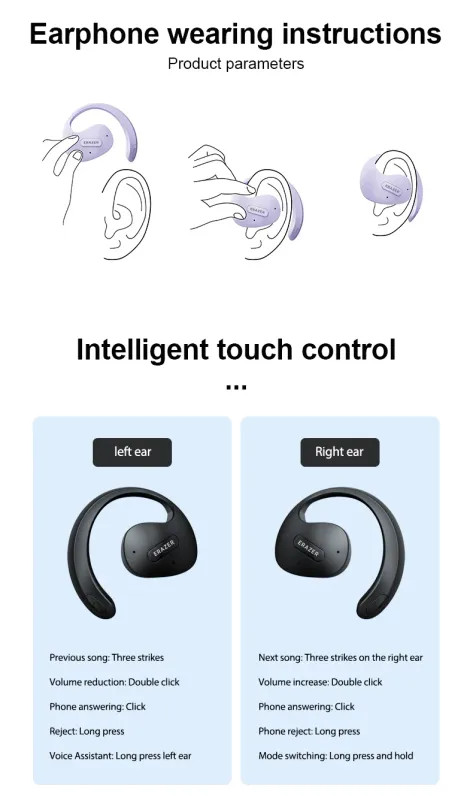 ERAZER X15 Pro 5.4 Earphones True Wireless Headphones With Mic,Button Control