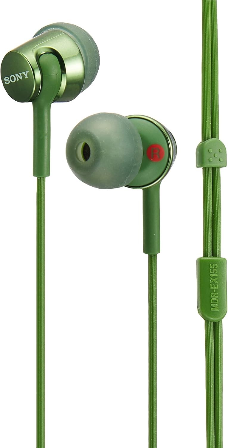 SONY MDR-EX155 Closed Dynamic In-Ear Headphones Green from Japan New