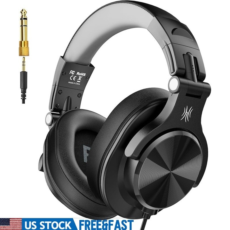 Studio-Grade Headphones 40mm Drivers DJ Monitoring Single-Sided Over Ear Comfort