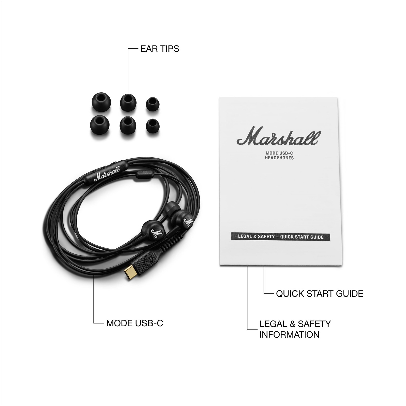Marshall Mode USB-C Wired Earbuds – Black
