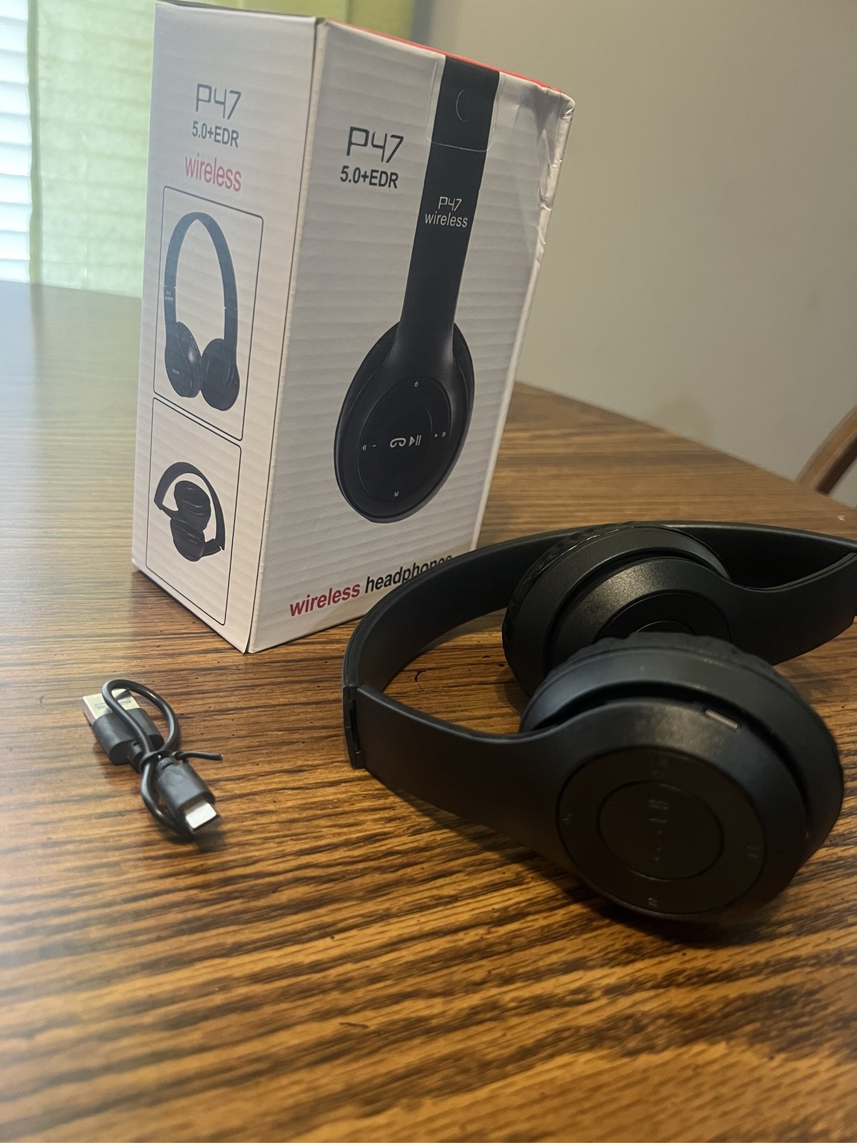 P47 Wireless Bluetooth 5.0 Over Ear Headphones with Mic and Foldable Design