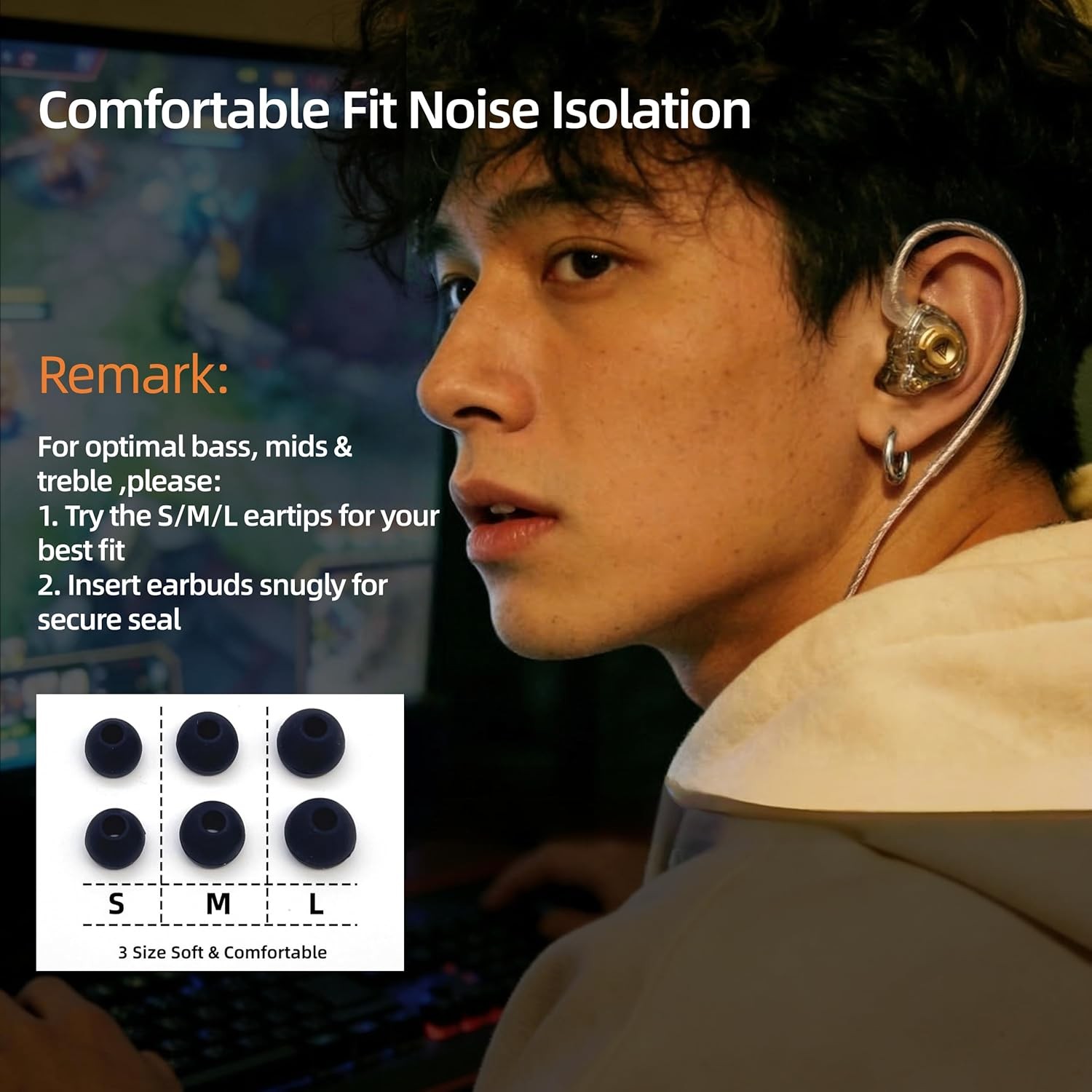 Gaming Earbuds with MIC, in Ear Headphones Music Video Calling (Transparent)
