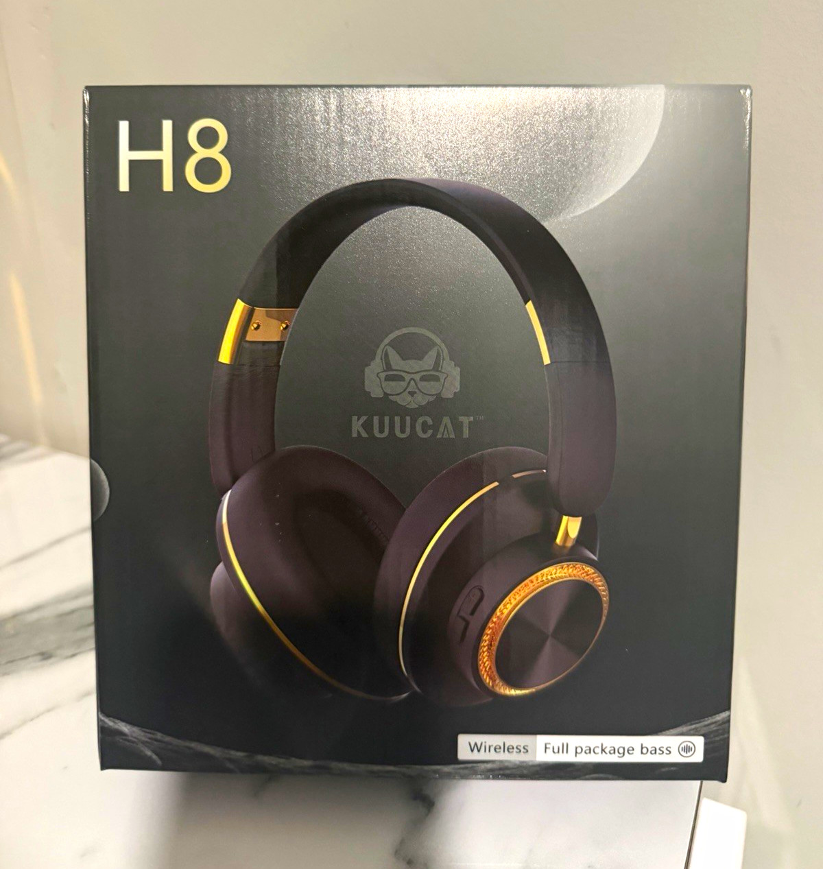 KUUCAT H8 Wireless Over-Ear Headphones w/ ANC, Bluetooth, 3.5mm Tan/Gold