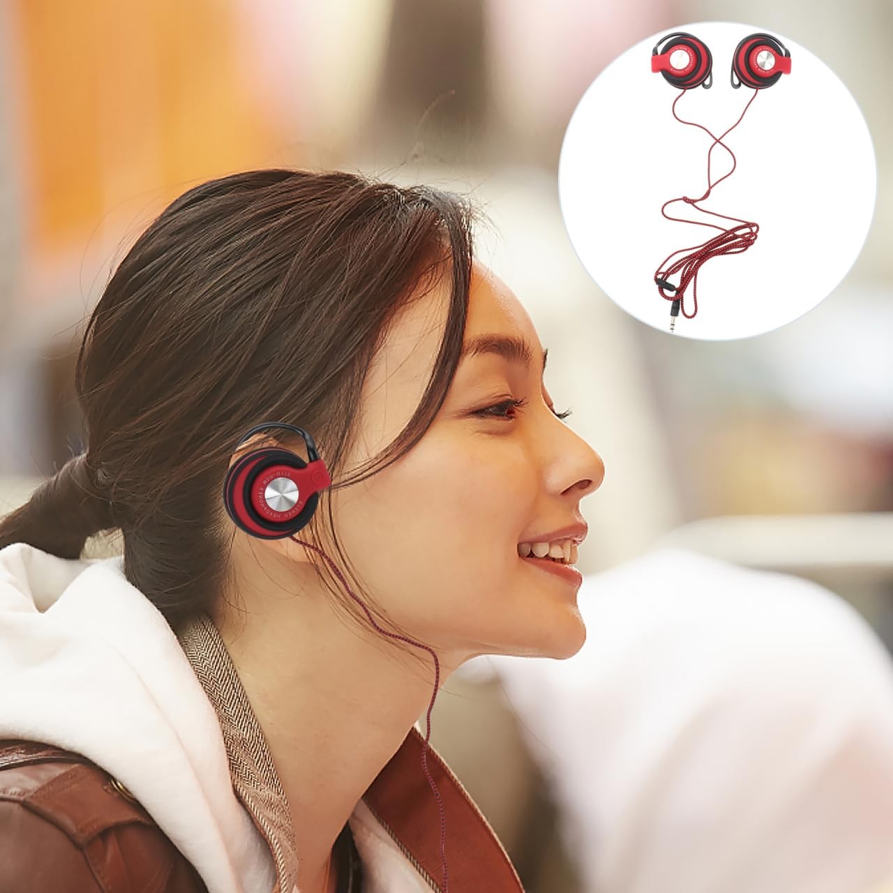 Clip On Headphones Wired Over Ear Cord Mm Mp Player Surround Sound Sports