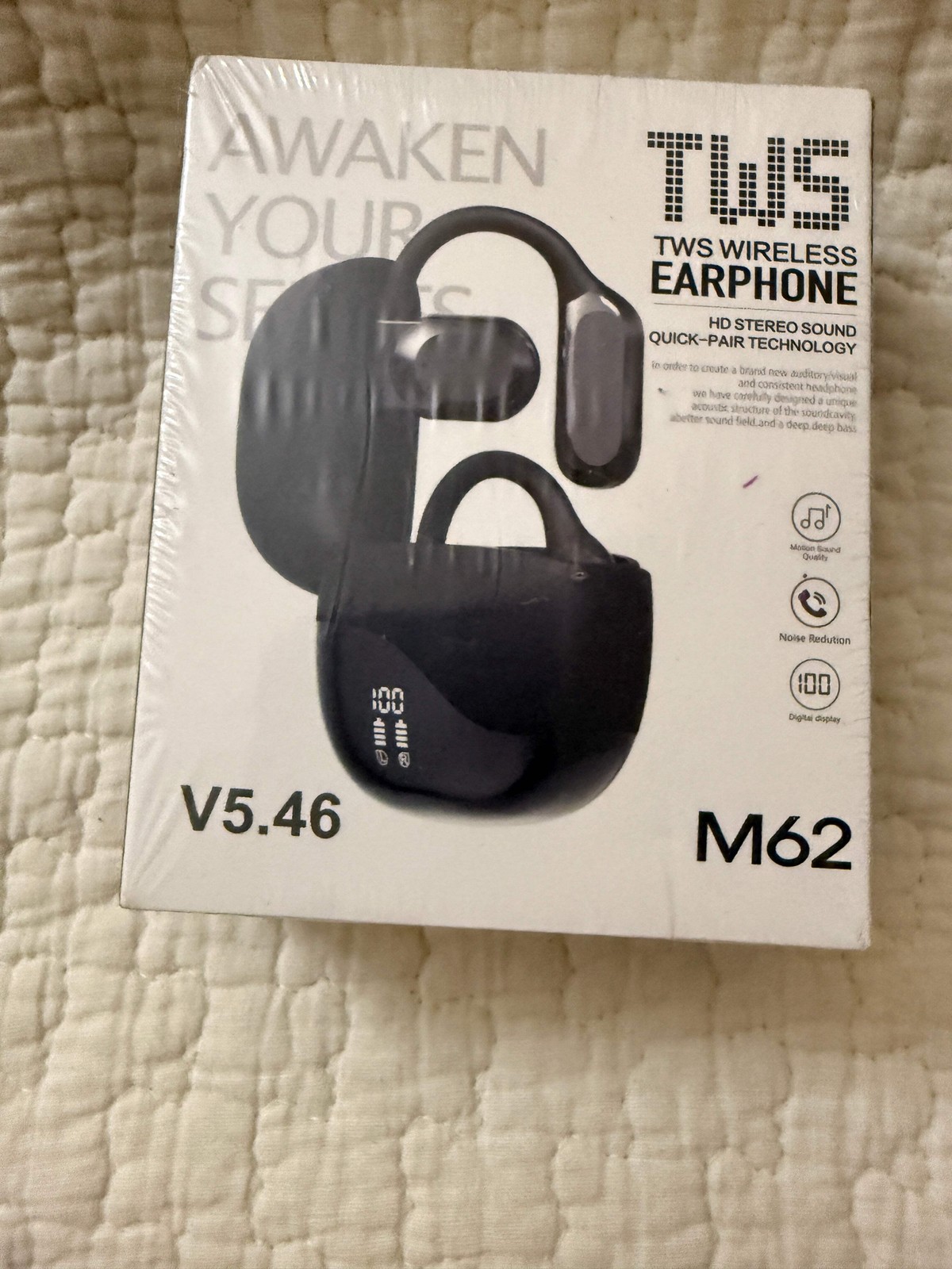 M62 TWS Wireless Earphone Open-Ear Ear-Hook Bluetooth V5.46 Display
