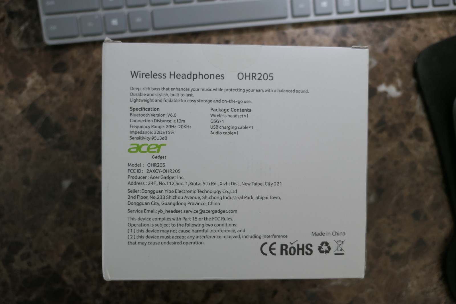 ACER Wireless Bluetooth Headphones, 70 Hours Playtime, Foldable Over-Ear OHR205