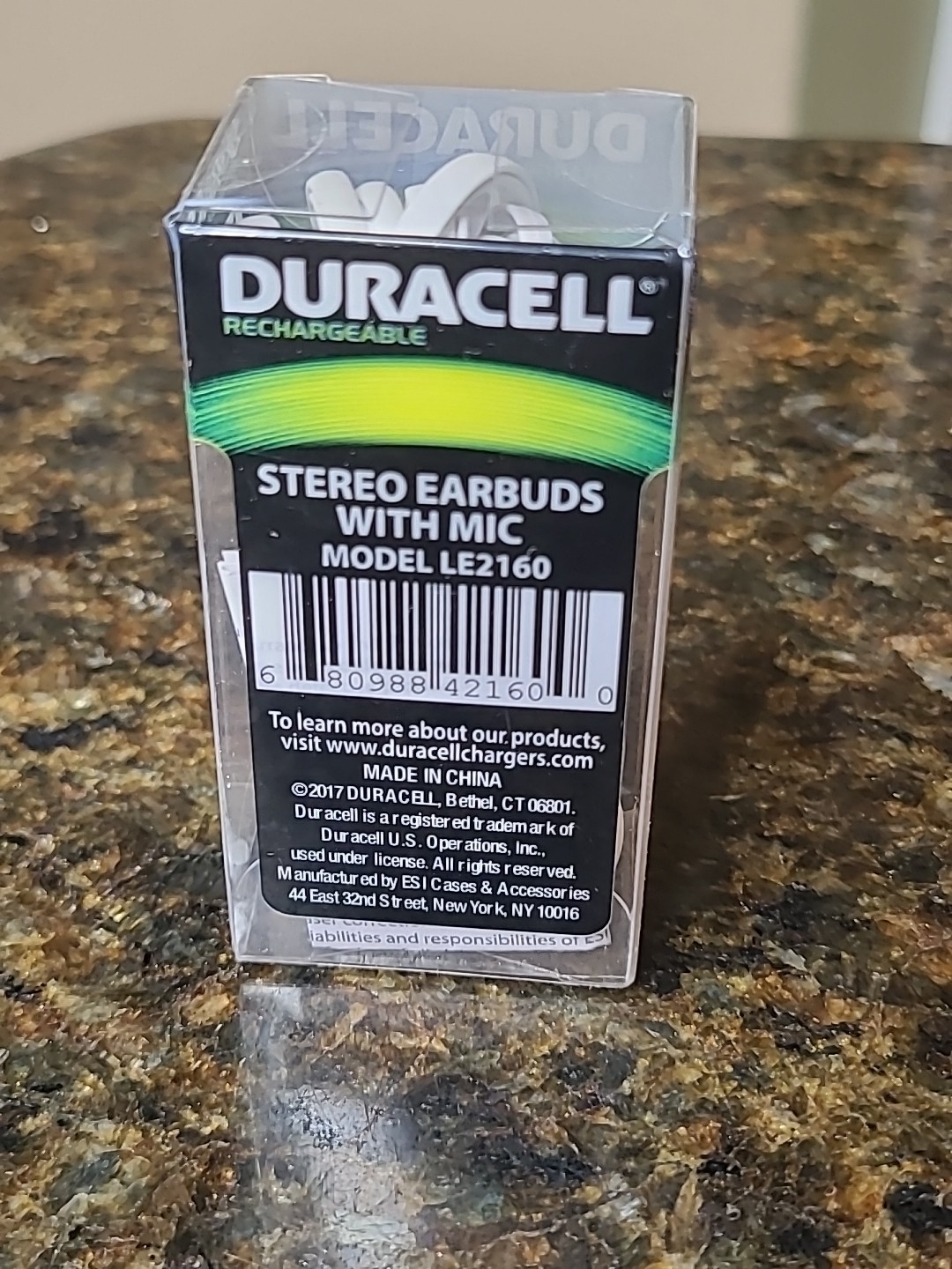 NOS Duracell Earphones Wired 3.5mm Jack Stereo Earbuds w/Mic Mobile Phone White