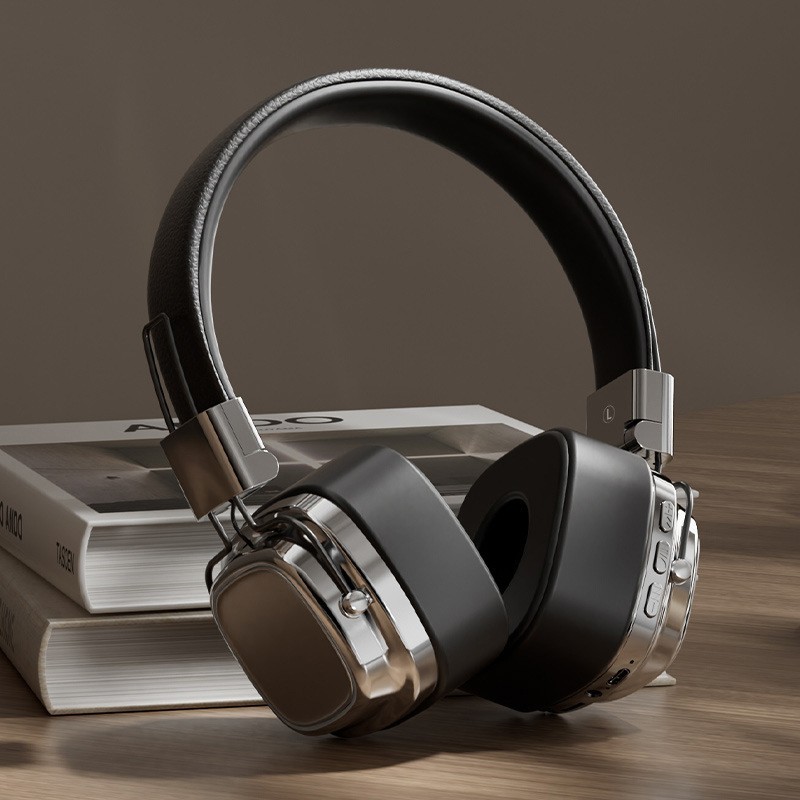 Retro Stereo Gaming Wireless Bluetooth 5.3 Foldable Over Ear Leather Headphones