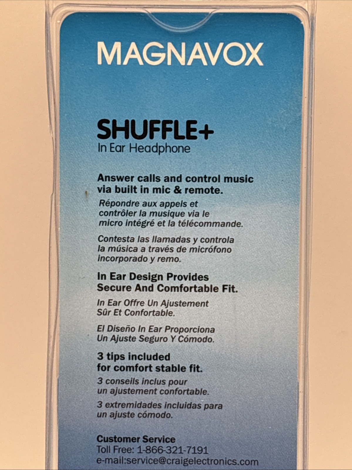 Magnavox Shuffle + In Ear Headphones w/ Handsfree Mic & Music Control – Blue
