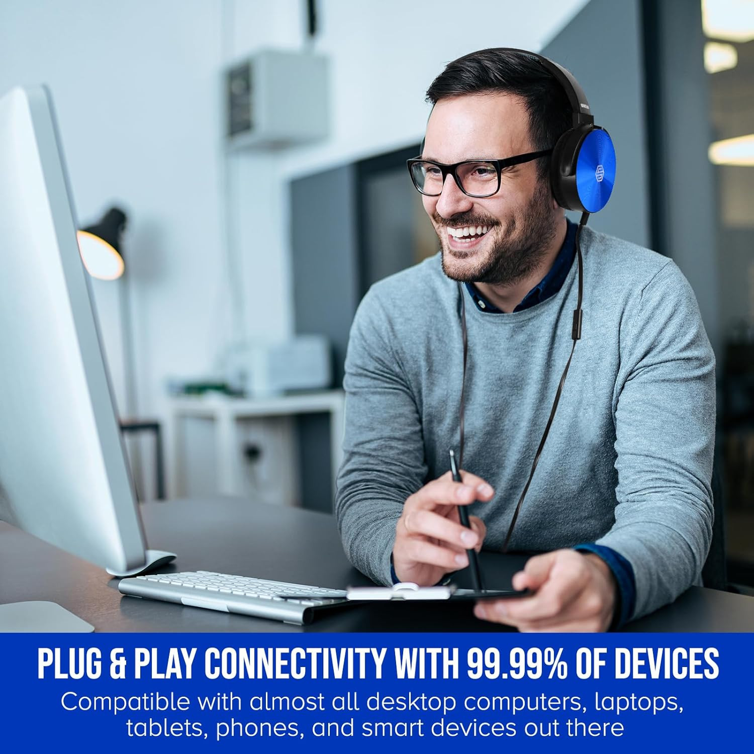 Classroom Headphones-Bulk 25-Pack, with Microphone Student on Ear Comfy Swivel E