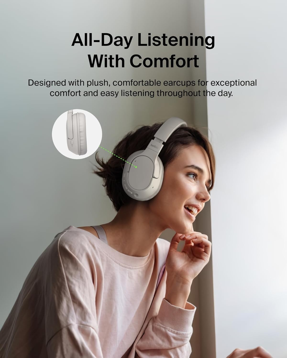 Belkin Wireless Over-Ear Headphones | iPhone Samsung Compatible | HD Sound | 60H