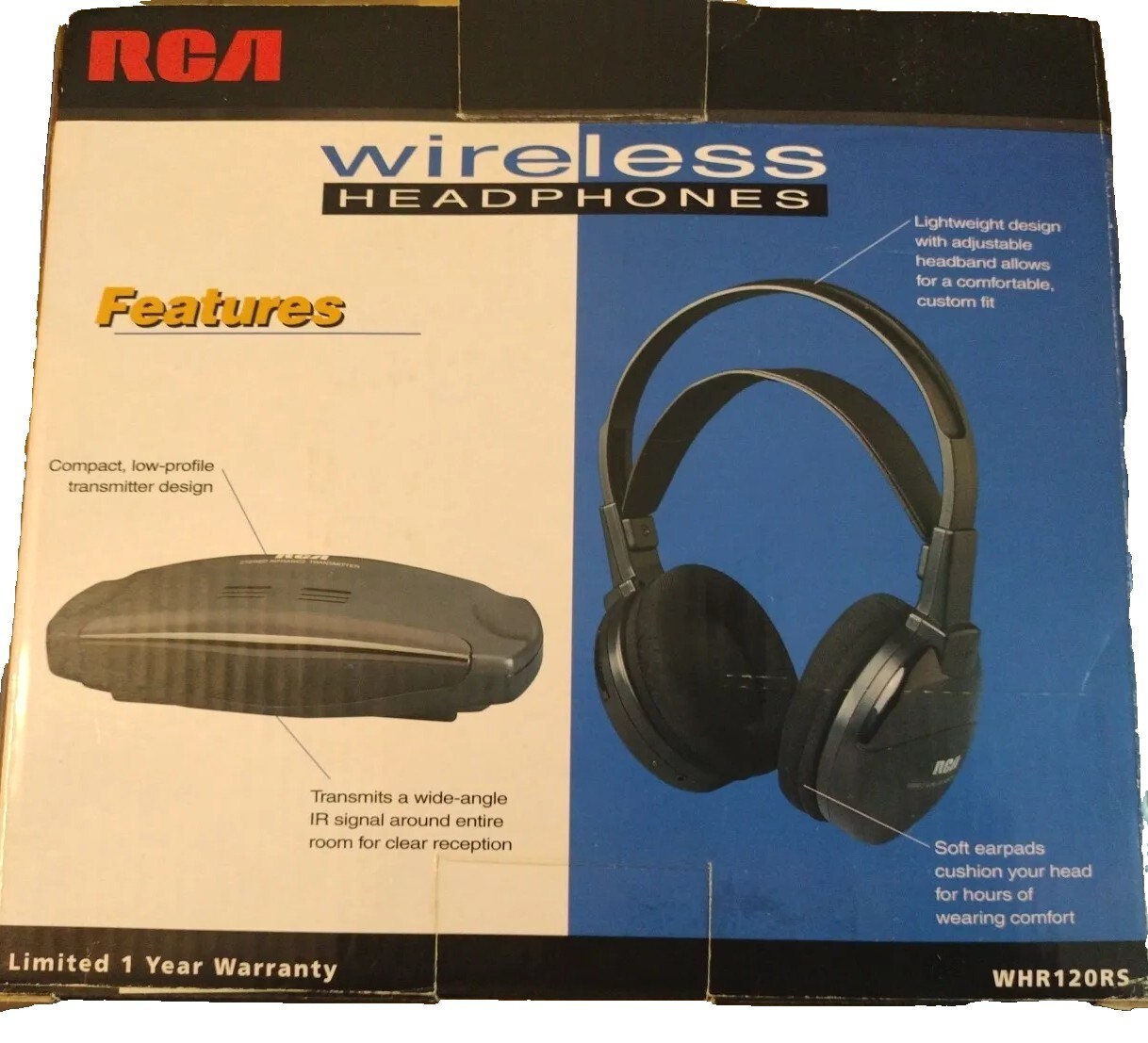New RCA very comfortable infrared Wireless Headphones Infrared #WHR120RS