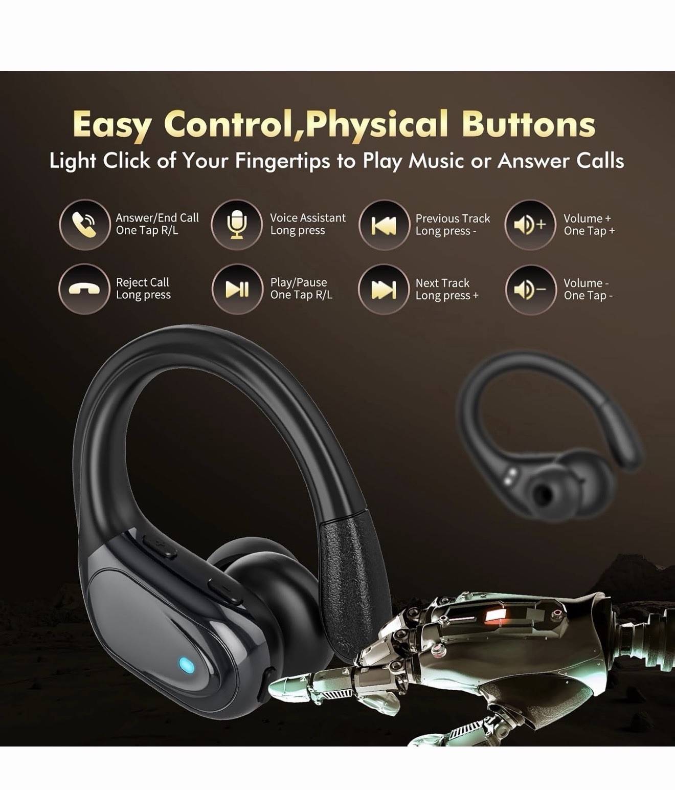 Wireless Bluetooth Earbuds Sport Headphones LED Charging Case Waterproof Black