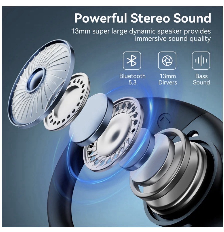 VEATOOL T60 V6 Bluetooth 5.3 Ear-Hook Wireless Earbuds 13mm Mic Black
