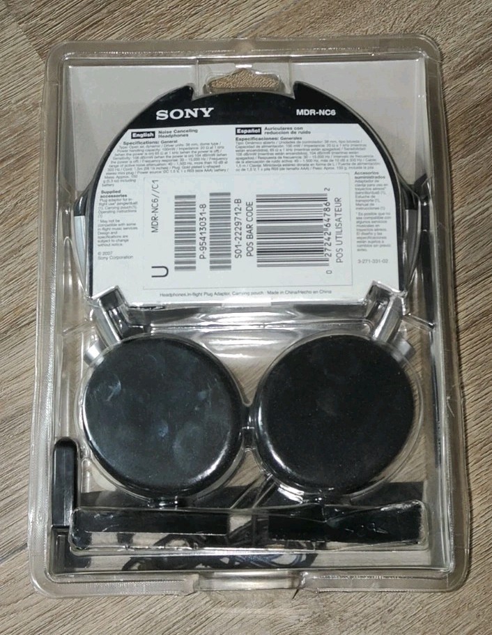 SONY MDR-NC6 NOISE CANCELLING PORTABLE AUDIO HEADPHONES SILVER 2007 NEW SEALED