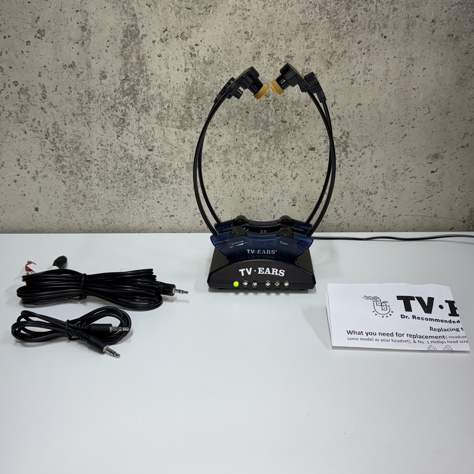 TV Ears Original 2.3 MHz Analog Dual Wireless Headset System 10300 2 Headsets