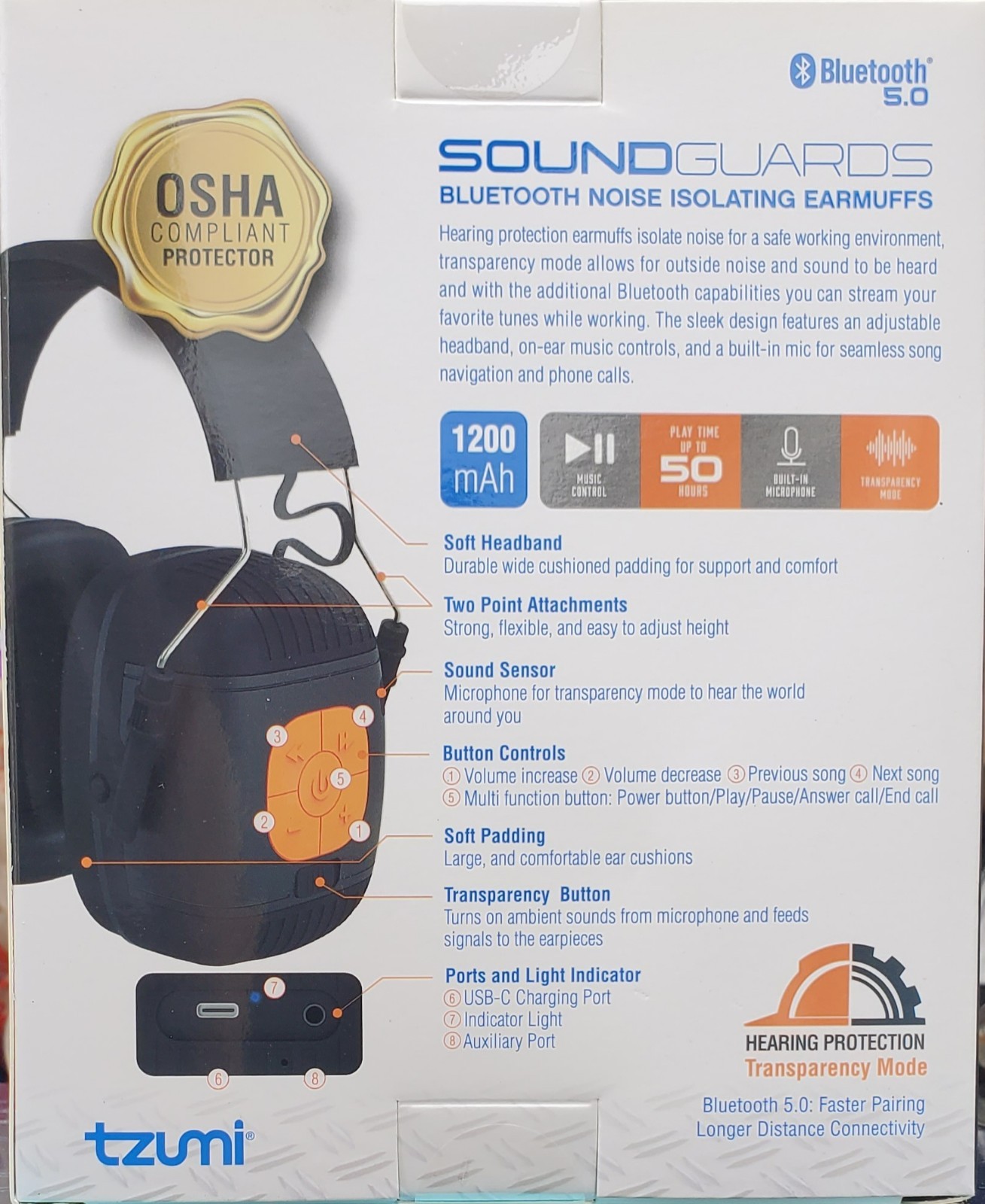 NEW Tzumi Sound Guards Noise Isolating Hearing Protection Bluetooth Headphones